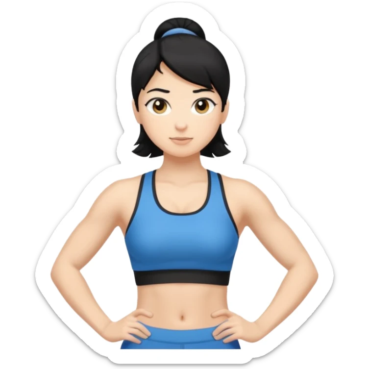 mach mir denn fintess trainer mit schwarzen haren wir er stehend steht mit gym kleidung sticker