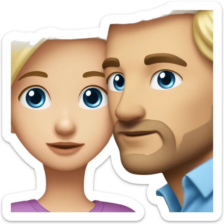 girl with With long blond hair, beautiful, thin and blue eyes kisses with man with короткими темными волосами и зелены и глазами  sticker
