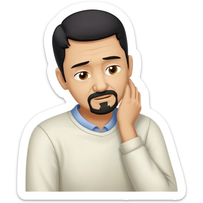 Older Man with black hair and goatee holding neck bent over in pain sticker