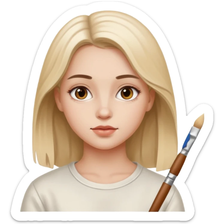 the white artist stands with his back to the painting, painting a portrait of girl sticker