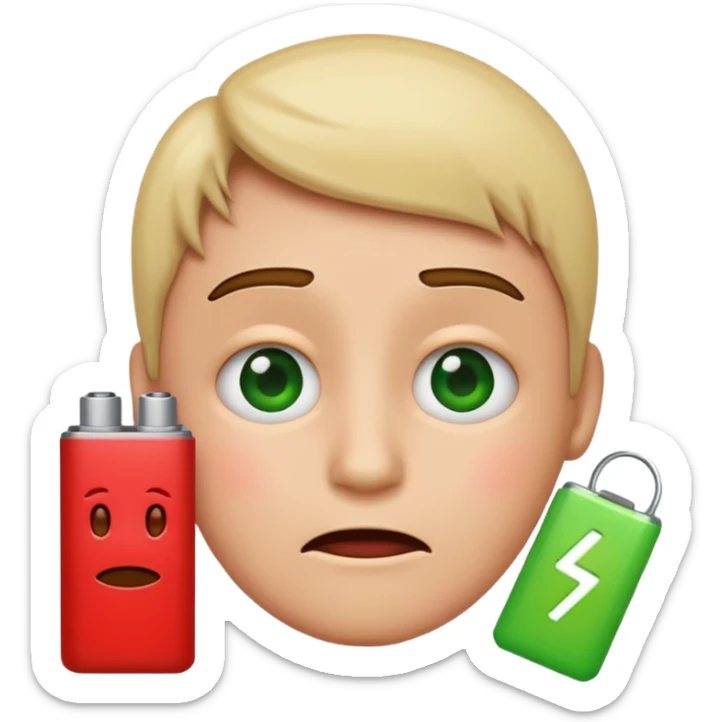 I want a emoji of low battery ang high battery, the low battery's collor is red and the high battery's color is green sticker