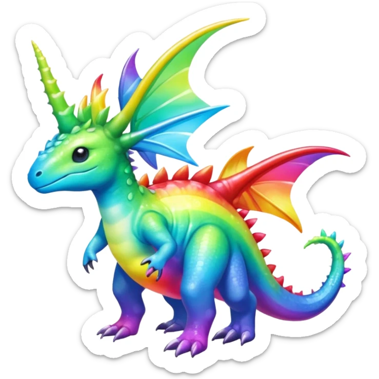 Shiny Exotic Colorful Meganium-Amaura-Aurorus-Fakémon-hybrid-creature (full body)  sticker