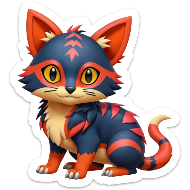  exotic colorful tropical cyber-Sleuth-Litten-Linoone-Noibat-Fakémon-Pokémon-Vernid-creature sticker