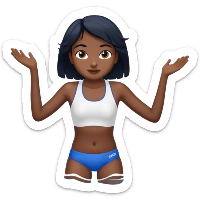 A girl swimming in Goan ocean. Girl should have black hair, clothes should be shorts and tank top or sports bra because she is indian sticker