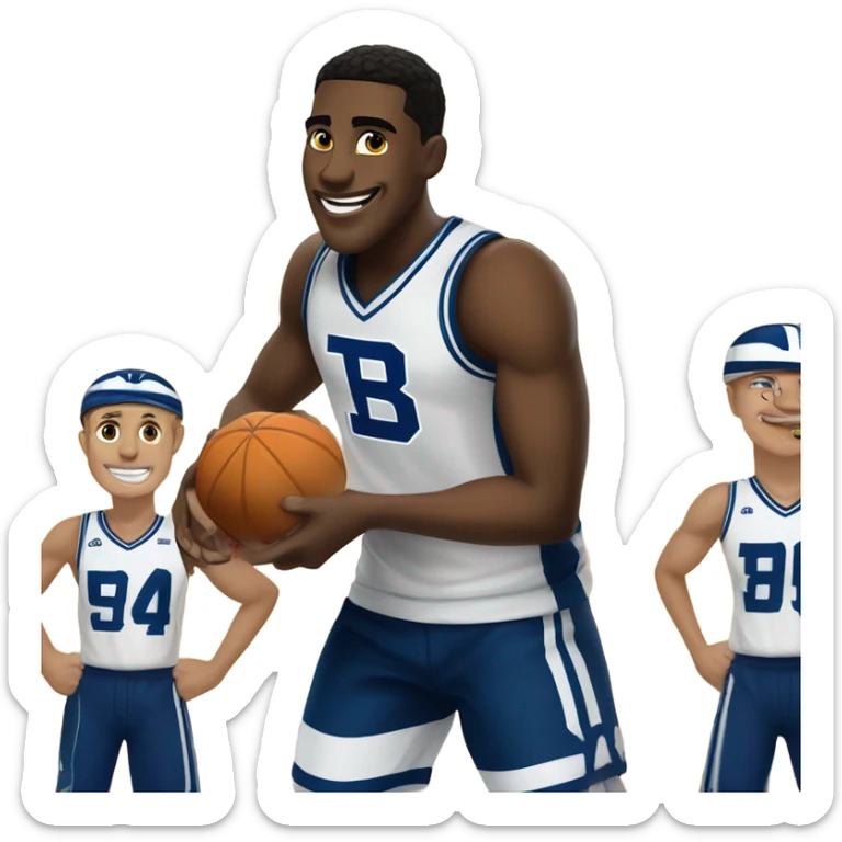 BYU basketball team playing football on a basketball court eating potatoes sticker