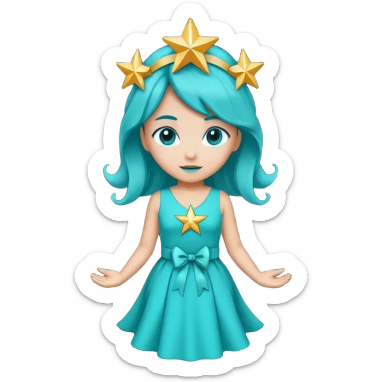 star sparkle sprite guardian of sparkle theater star-shaped head and a turquoise dress and ribbon sticker