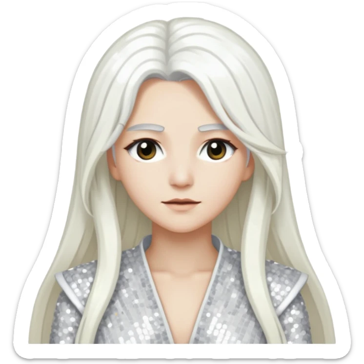 Ouranos from Gods and Goddesses with long white hair, white sequin outfit sticker
