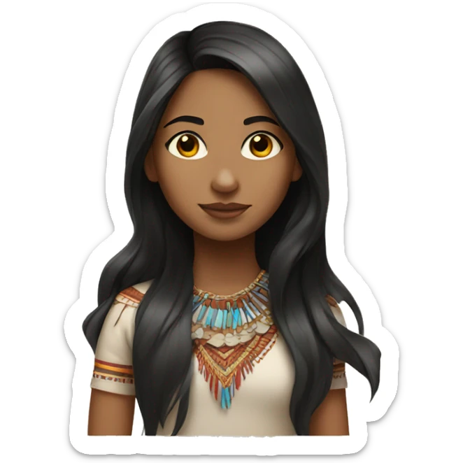 girl dark hair with streaks of color and America indian heritage sticker