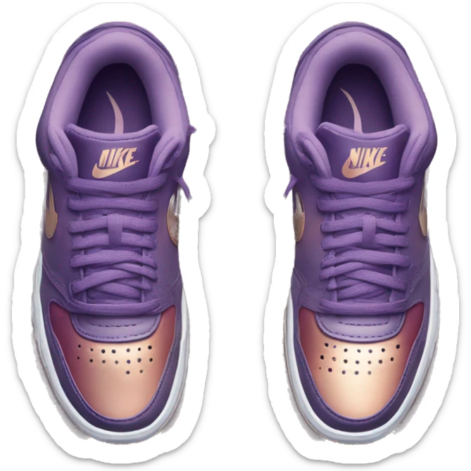 photorealistic pair of metallic dark purple to rose gold ombre Nike Sneakers sticker