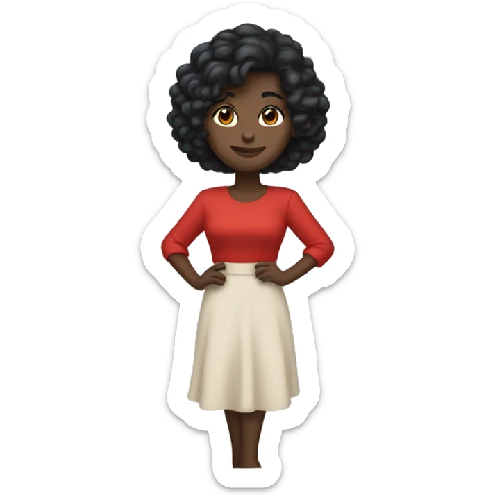 
One girl has long, flowing dark hair, wearing a bright red dress with puffed sleeves, radiating elegance. has short, wavy dark hair, dressed in a sleek black shirt, adding a classic, formal vibe.
 sticker
