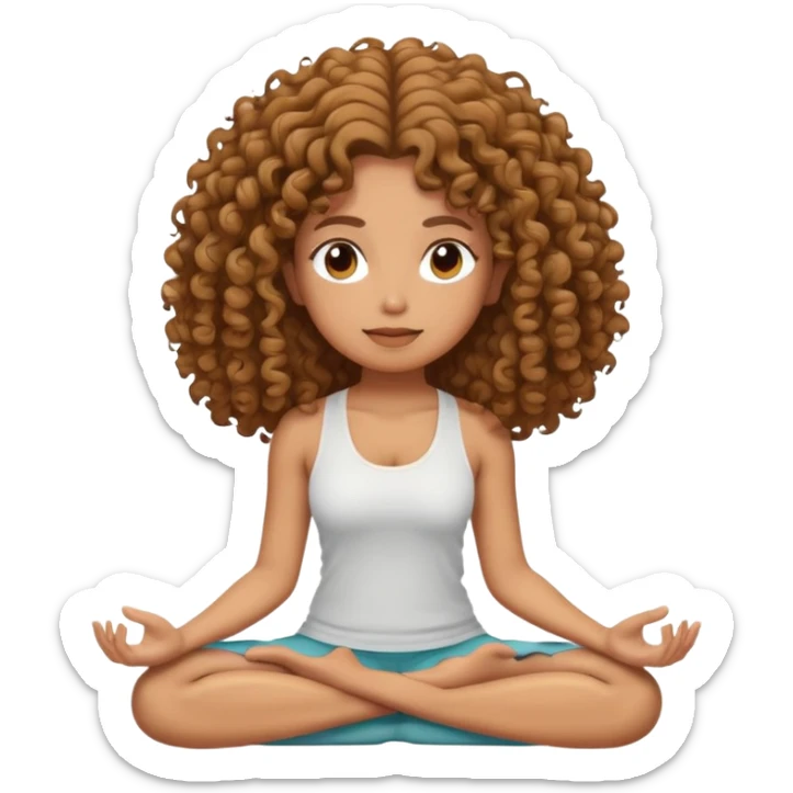 Chica crespa con cabello no tan largo ni tan corto de piel morena clara que este meditando sticker