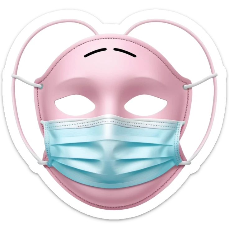Pale pink surgical face mask isolated on white background, no human, no animal sticker