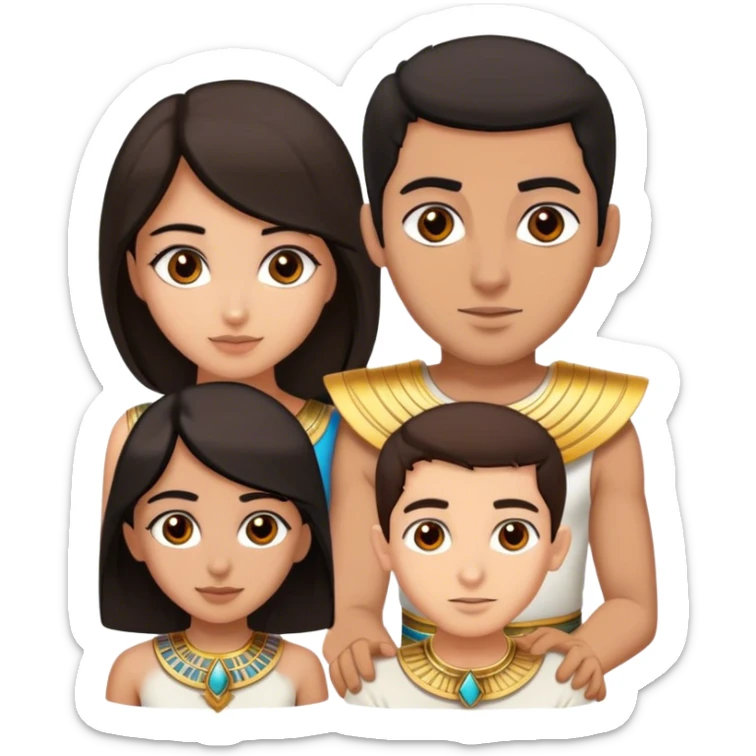 One middle eastern girl, one south Asian girl, one light skin man, one Egyptian man sticker