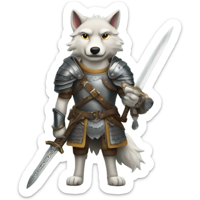 Wolf with sword and armor sticker