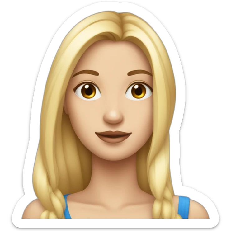 una chica rubia, pelo largo y liso, con ojos azules y piel blanca sticker