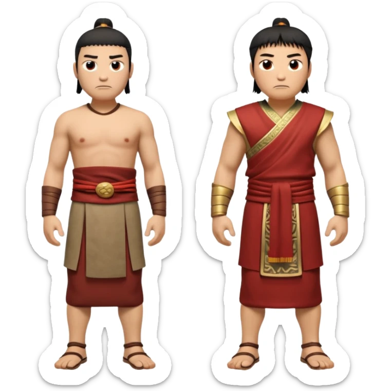 create an emoji set of a cartoonish full body chinese man from 2000 BC doing 16 verbs or emotions sticker