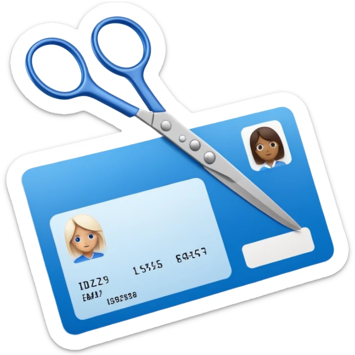 Scissors cutting ID card in half sticker