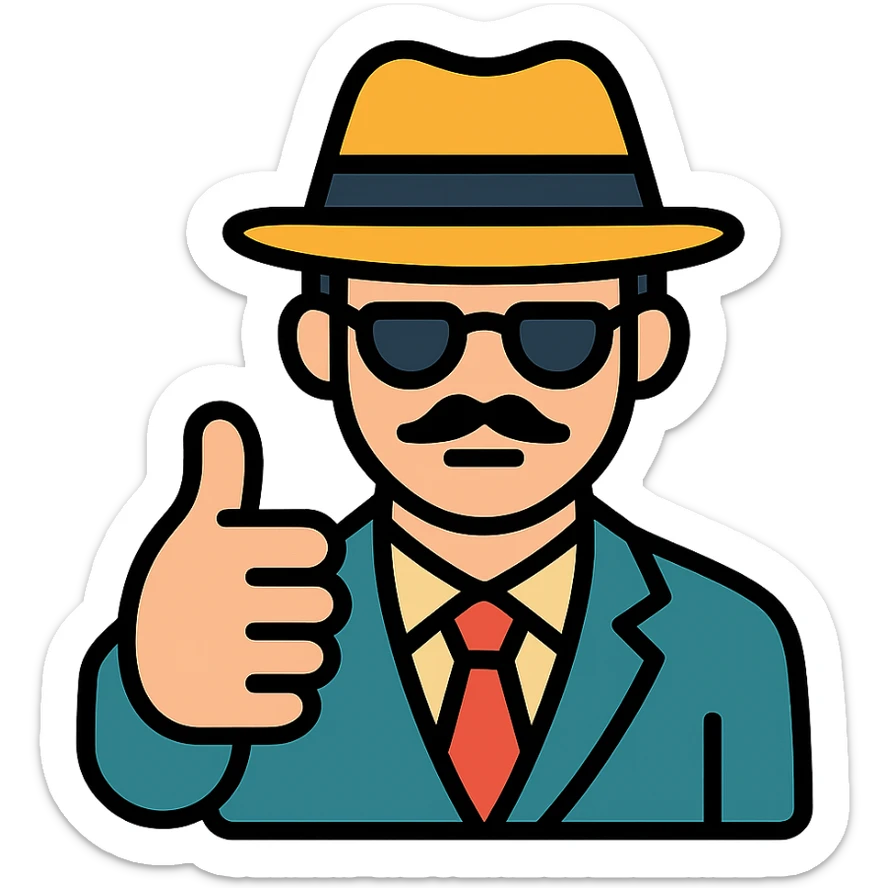 hand showing thumbs up, gangster vibe, color outline icon style sticker