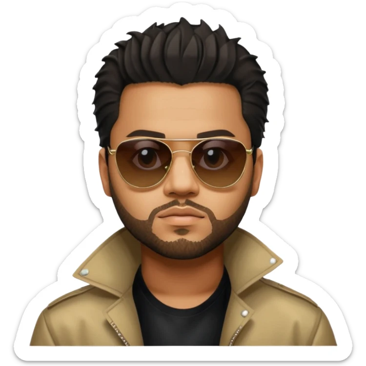 the weeknd looking off to the side with sunglasses and lights reflecting off them during after hours era sticker