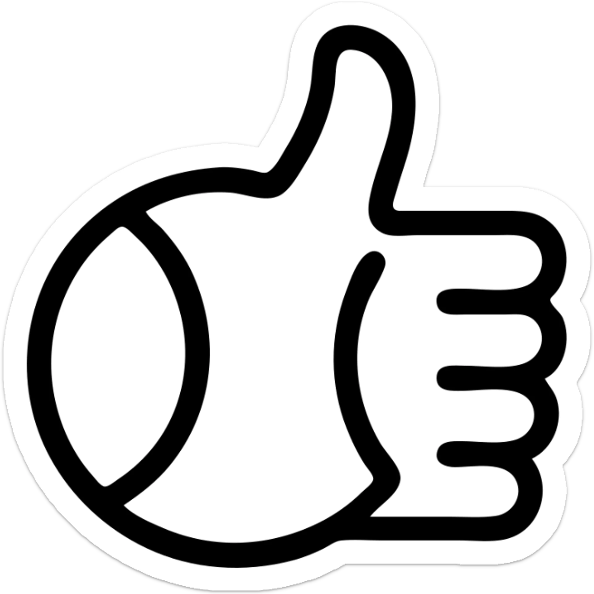 thumbs up in the shape of a tennis ball, outlined icon style sticker