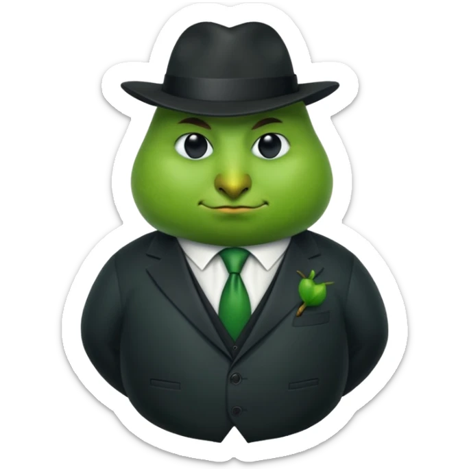 birne verkleidet als mafia boss mit geischt mann soll die brine erkennen  sticker