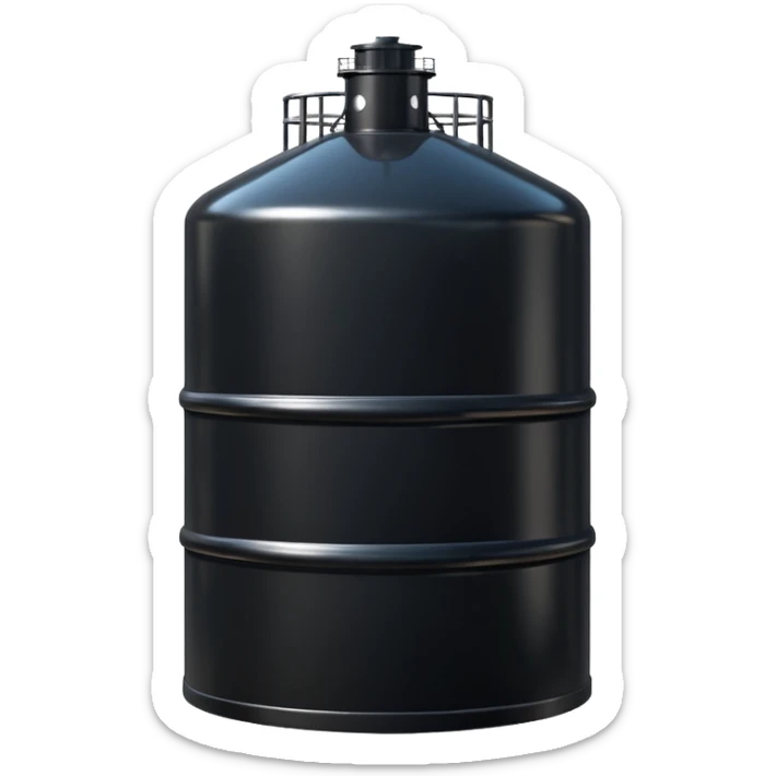 generate a beautiful big black oil storage tank. realistic and cinematic. glossy. 4 different options sticker