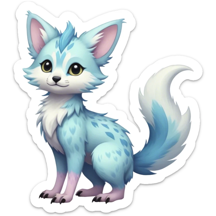 Epic Feral Rare Fantasy pastel Vernid-Trico-species by LiLaiRa, random markings, tufted tail, tufted ears, full body sticker