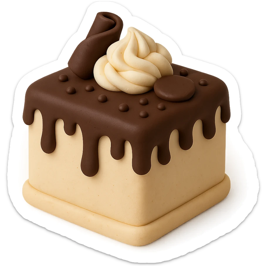 square fondant cake with chocolate drizzle sticker