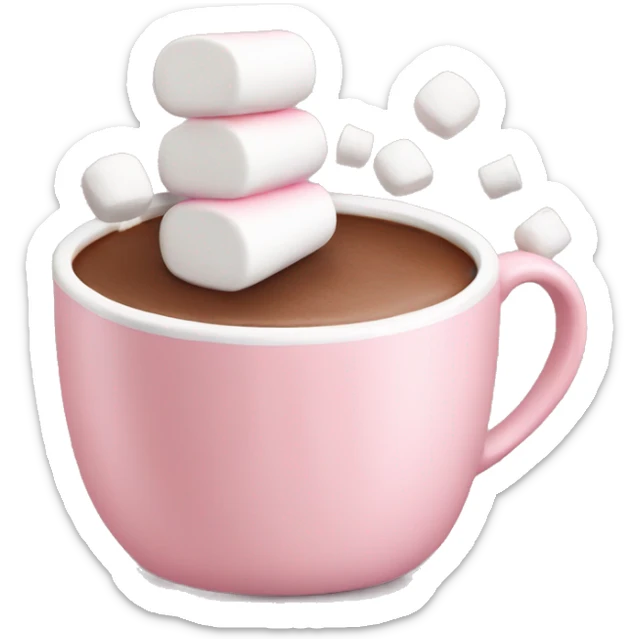 Light Pink mug of hot chocolate with marshmallows  sticker