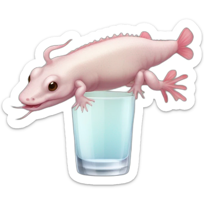 Un axolotl qui est entrain de boire de la vodka dans un verre à pied sticker