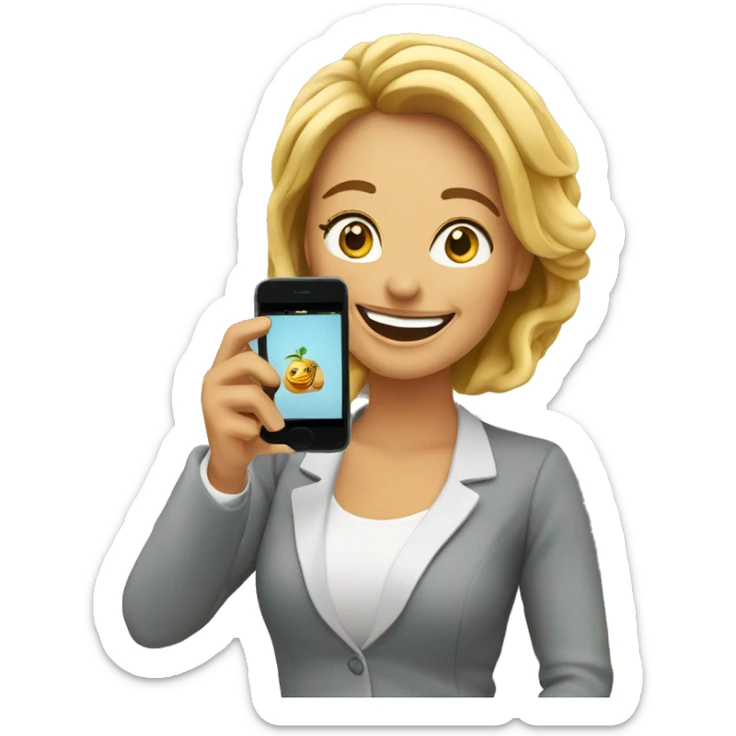 Happy Lady corporate business owner shooting tea photos & videos with her phone sticker