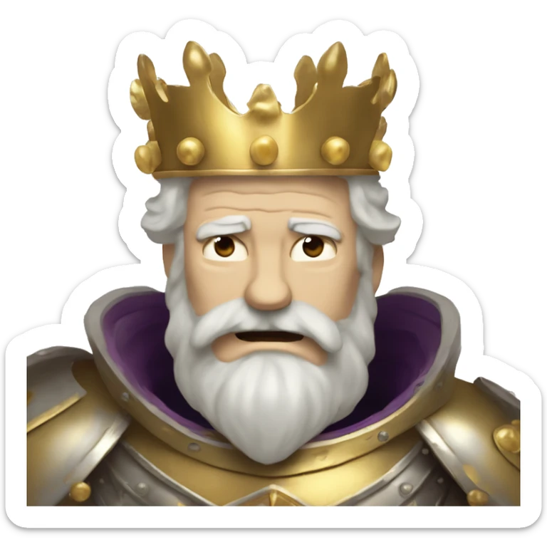 Vintage King hamlet old man big beard gold crown wearing armour fading ghost hands out trapped melting into wisps sticker