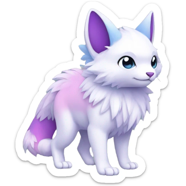 Cute cool white blue purple pink animal hybrid Fakemon full body sticker