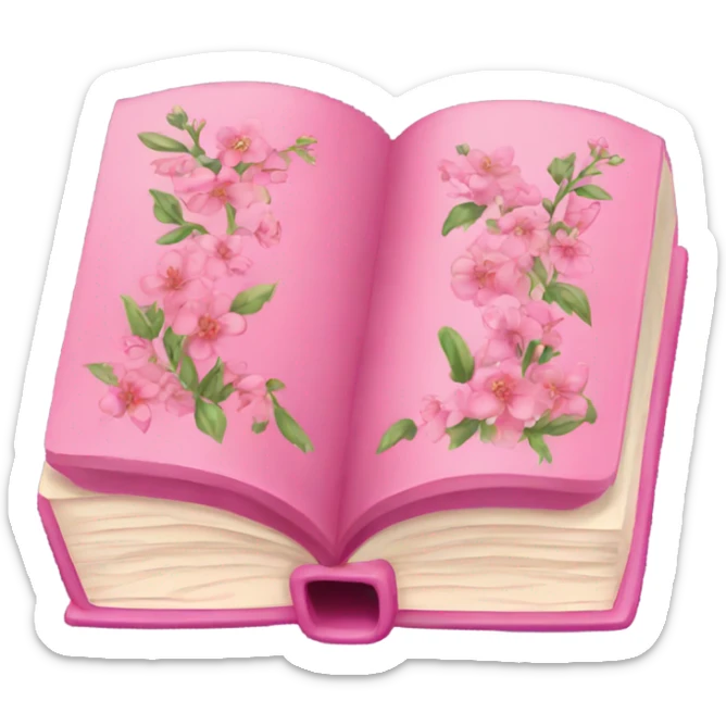 pink books with flowers sticker