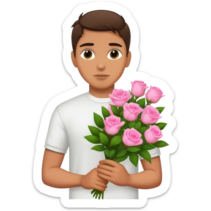 The bad boy is holding a bouquet of pink jasmine roses sticker