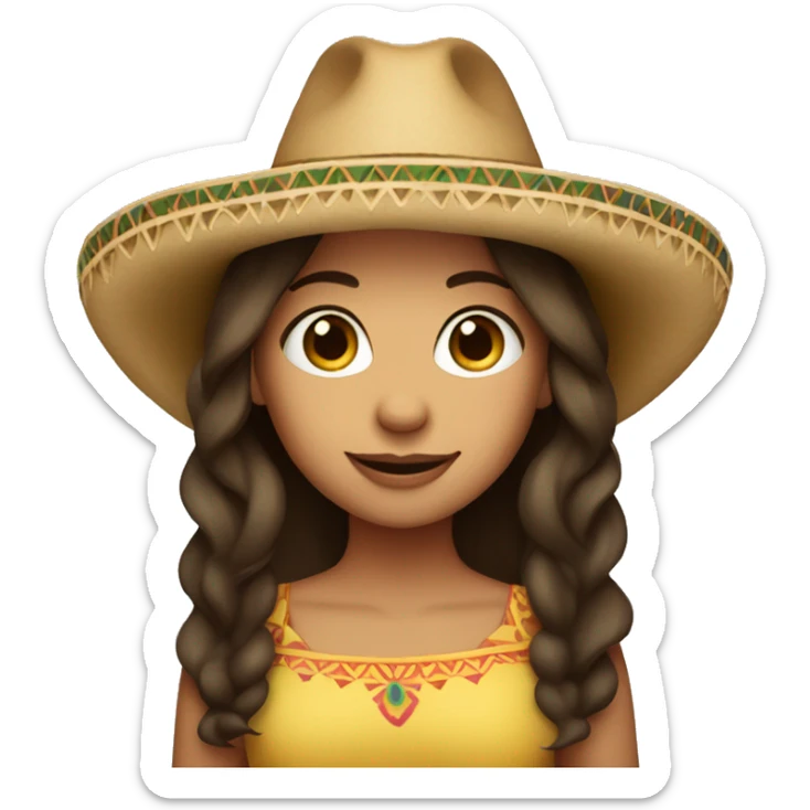 Burnette hair girl with fair skin wearing a sombrero  sticker