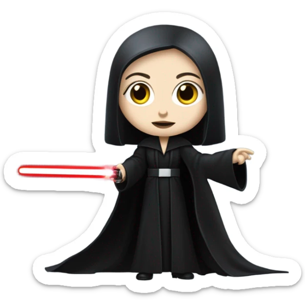 Jedi teen Morticia Addams flying on a red imperial patrol speeder  sticker