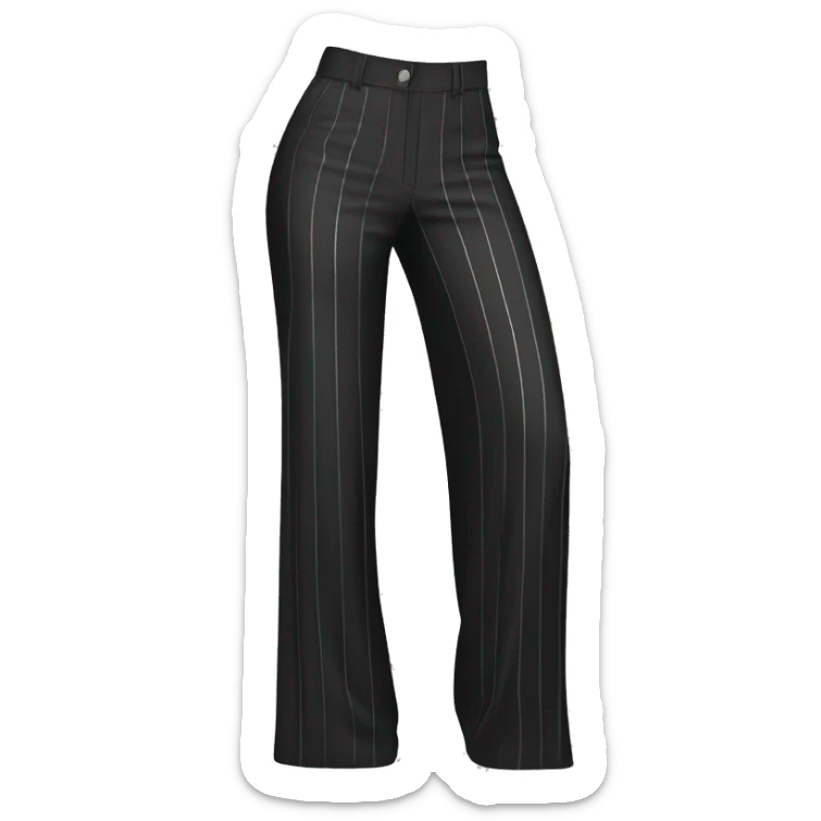 Realistic isolated side view of a pair of black high waist wide leg pants with silver pinstripes on them. sticker