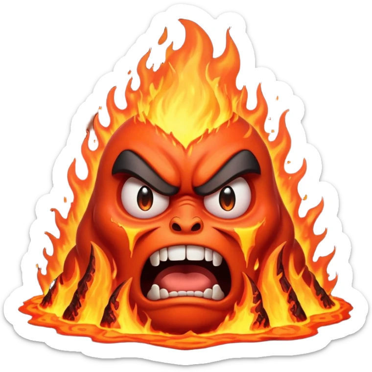 can i have an image of an angry volcano erupting with an angry fave sticker