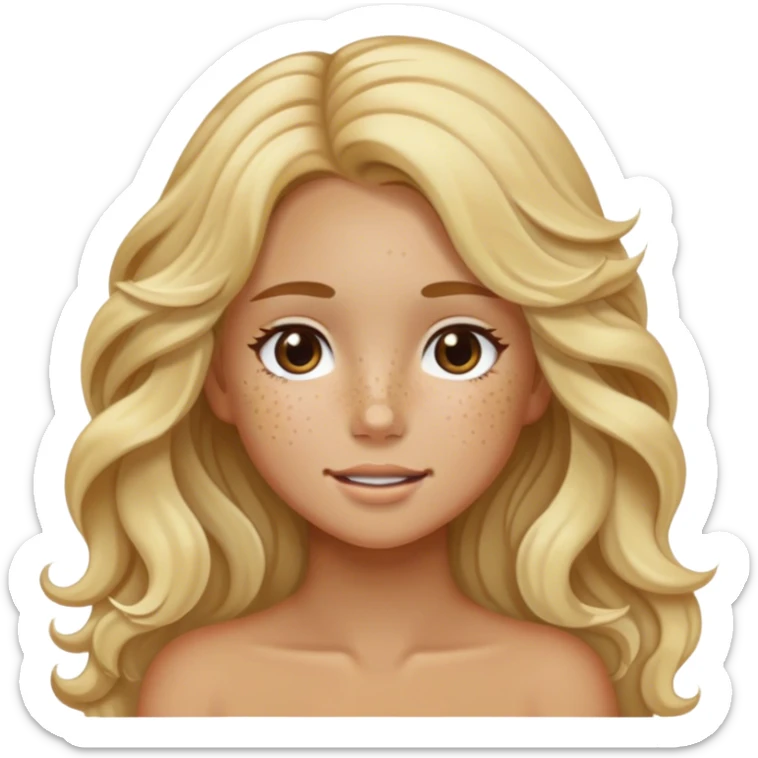Tan blonde girl long hair freckles  sticker