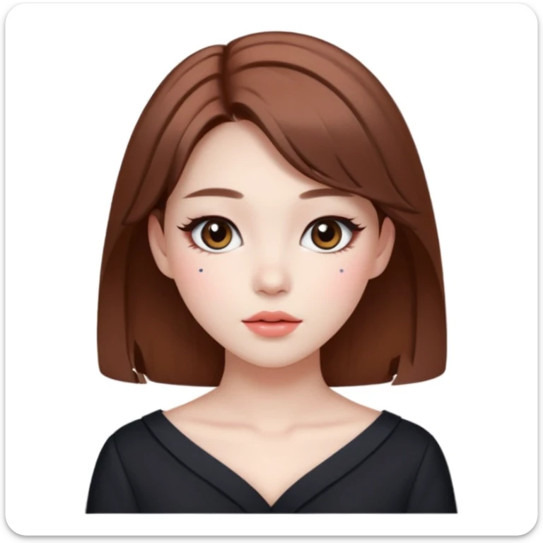 Pale girl with brown hair and Korean makeup and coquette clothing sticker
