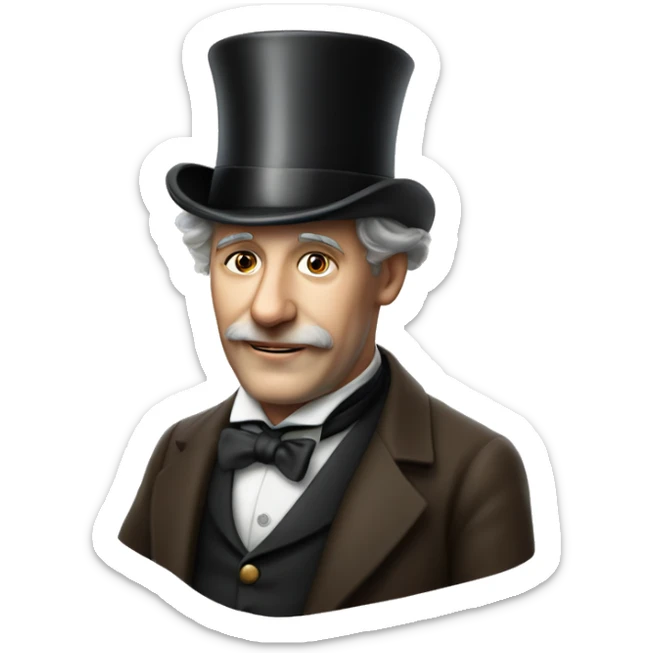 Photorealistic man A British gentleman in a monocle and a top hat with a cup of tea in his hand sticker