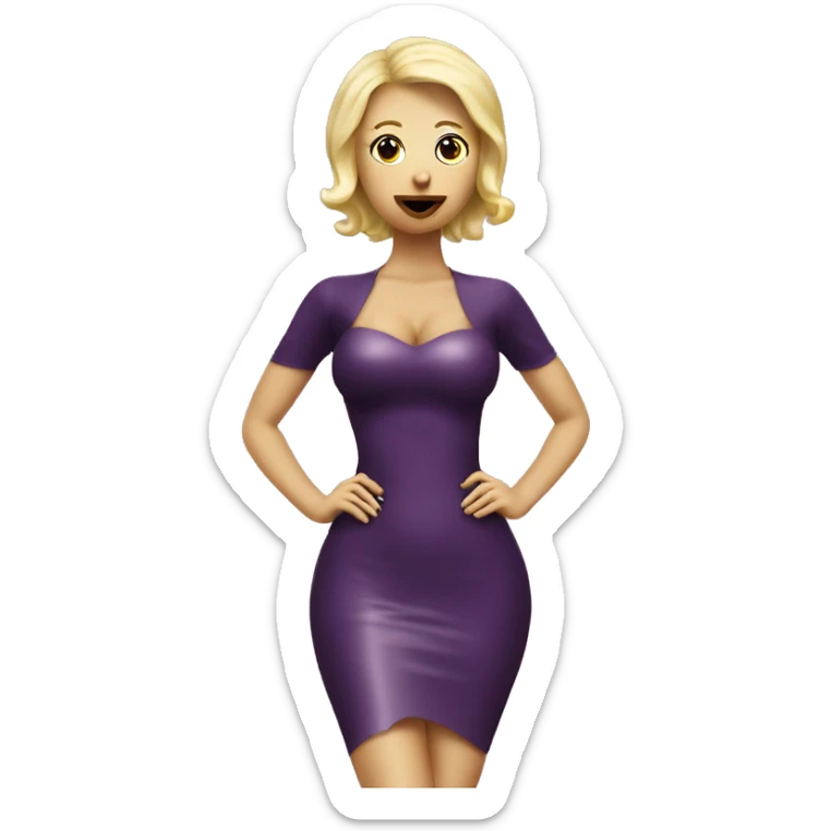 Latex dress blond girl eat aubergine sticker