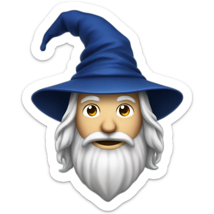 face smiling of a wizard style of Merlin, with dark blue cap, with thumbs up sticker