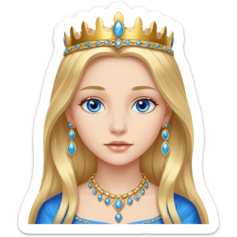 Girl with blue eyes and châtain long hair and gold jewellery  sticker