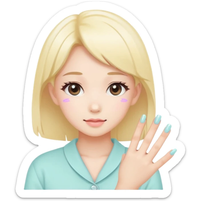 Minimalist kawaii female nail artist, standing alone, simple and clean design, pastel colors, delicate and charming, high-resolution, single subject only sticker