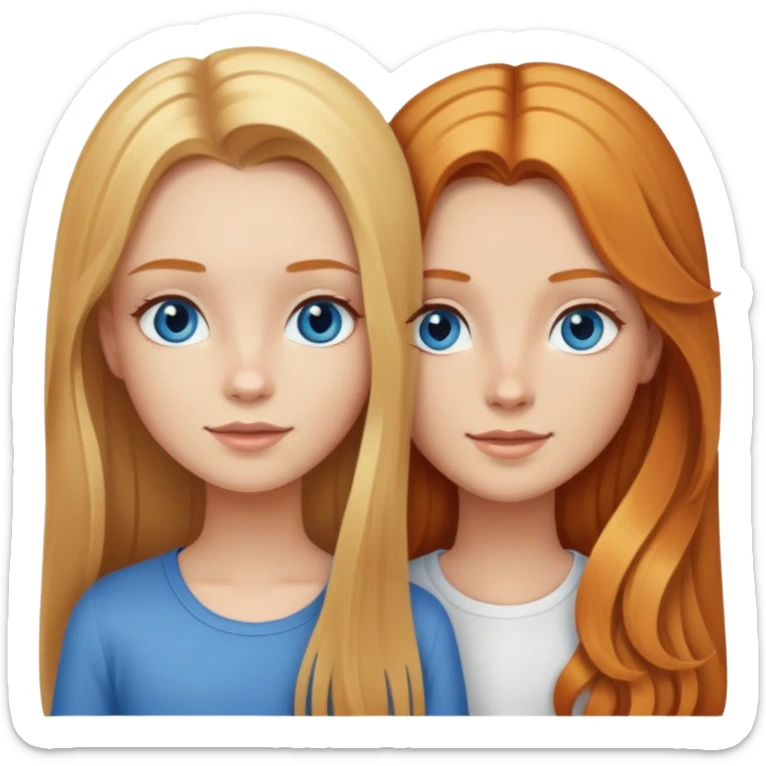 Best friends blonde girl long straight hair with hazel eyes and girl with long wavy ginger with blue eyes sticker