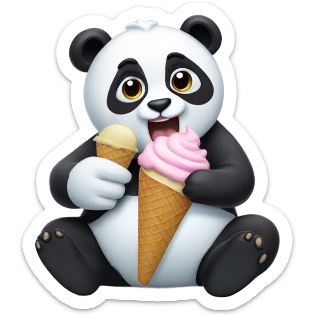 Panda eating ice cream sticker