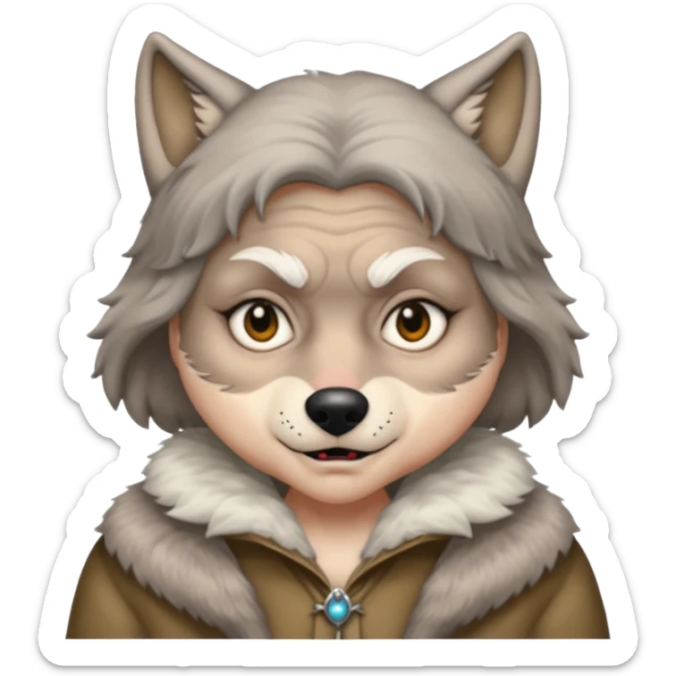 The big bad wolf is wearing Grandma's clothes, yet its face still looks like a wolf's. sticker