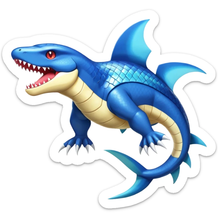 Shiny Exotic Colorful epic Sharpedo-Garchomp-Gabite-Salamence-Koraidon-Feraligatr-Fakémon-hybrid-creature (full body)  sticker